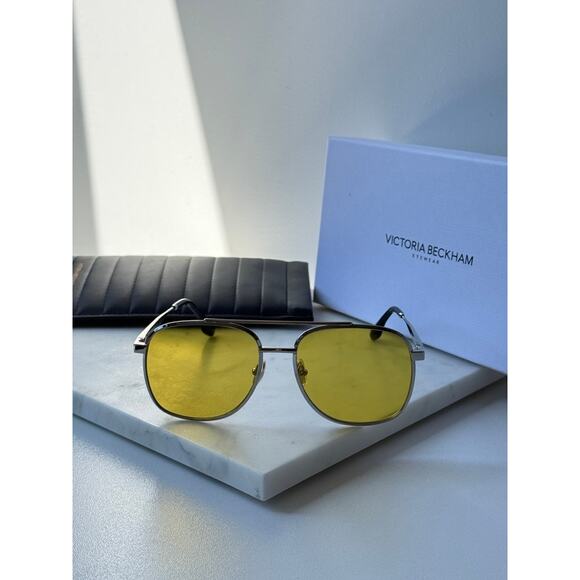 NEW Victoria Beckham VB233S Yellow Lens Aviator - Picture 2 of 5